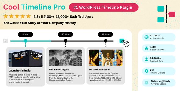 Cool Timeline Pro 4.8.11 - Horizontal & Vertical Timeline Plugin For WordPress