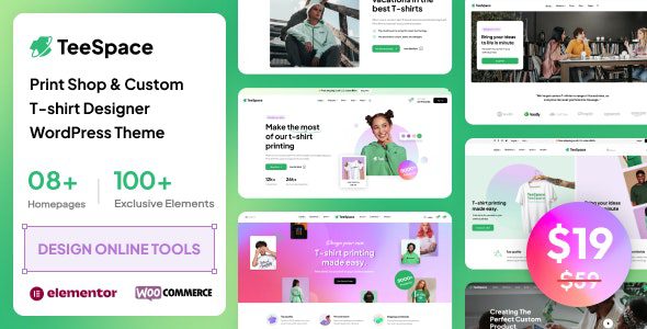 TeeSpace 1.5.6 – Print Custom T-shirt Designer WordPress Theme
